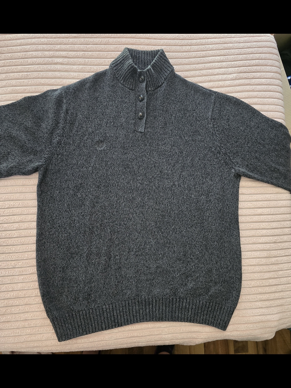 Men's Chaps Charcoal Gray Button-Neck Sweater